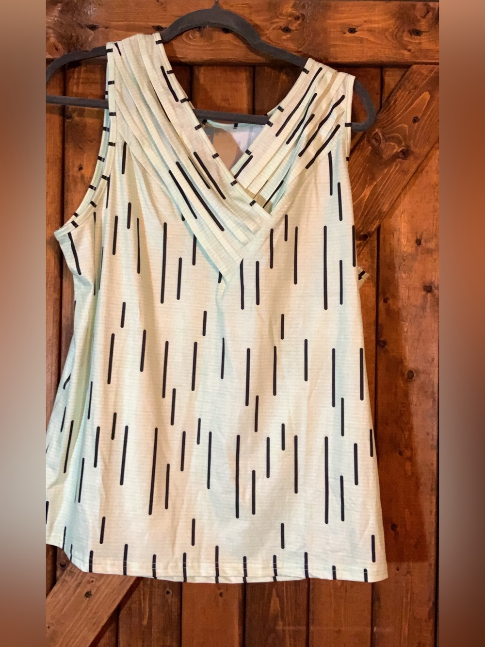 Sleeveless Mint V-Neck Stripe Print Top